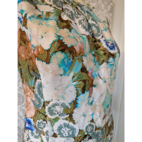 Etro Metallic Floral Pearlescent Sheath Dress - Picture 7 of 9